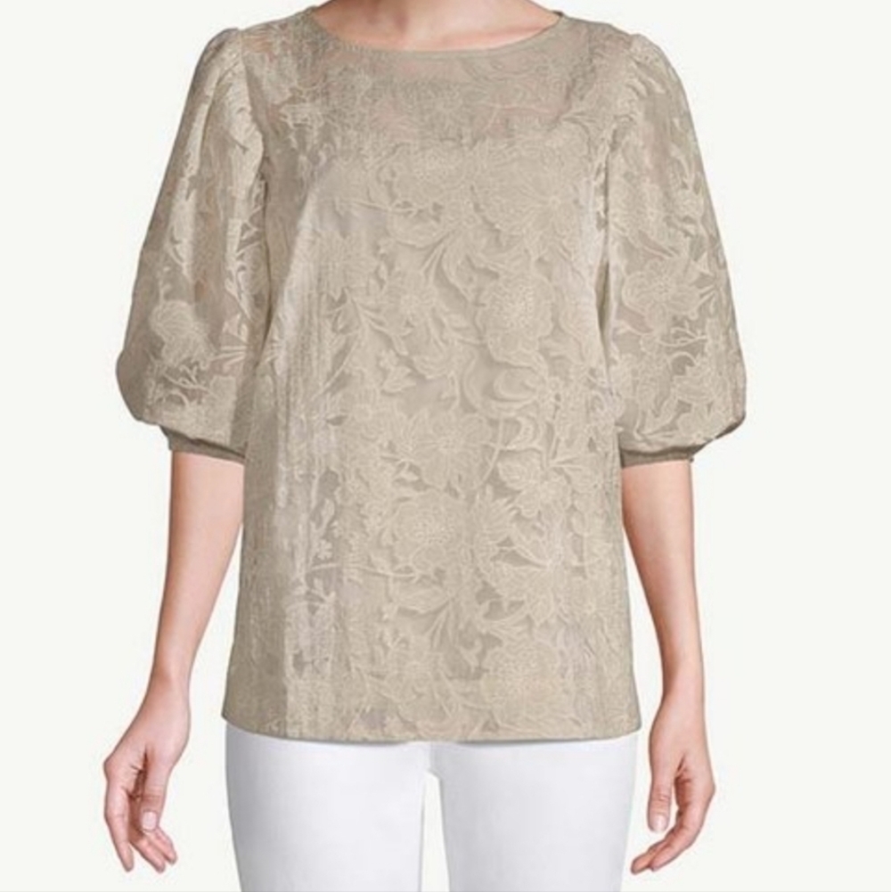 NWT Chico's beige floral burnout cami top size 2/M